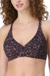 Sweaty Betty Core Racerback Bikini Top In Blue Pop Wild Leopard Print