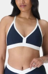 Sweaty Betty Core Racerback Bikini Top In Navyblue Lilywhite