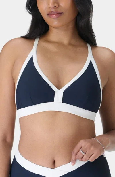 Sweaty Betty Core Racerback Bikini Top In Navyblue Lilywhite