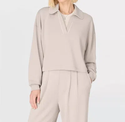 Sweaty Betty Crop Henley Sweatshirt In Dusk Beige In Neutral