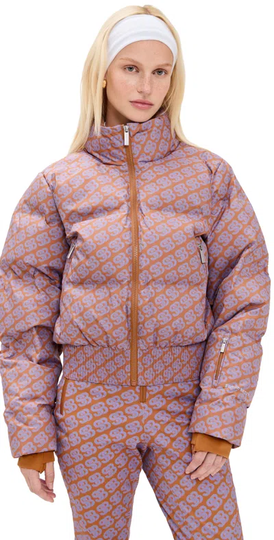Sweaty Betty Cropped Ski Jacket Brown Sb Print In Purple