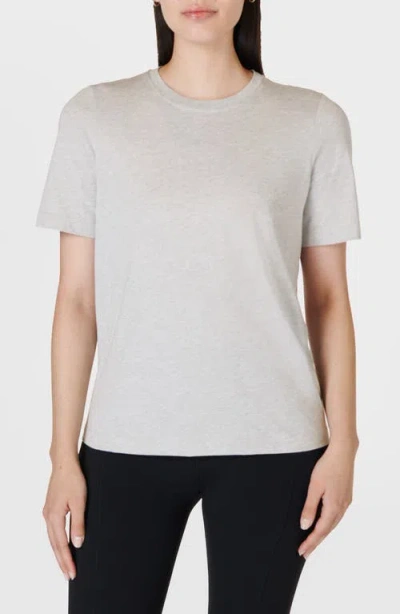 Sweaty Betty Essential Crewneck T-shirt In Light Grey Marl