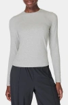 Sweaty Betty Essential Sculpt Long Sleeve Tee In Light Grey Marl