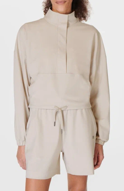 Sweaty Betty Explorer Half Zip Anorak In Mineral Beige