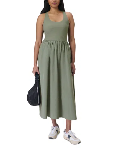 Sweaty Betty Explorer Ribbed Midi Dress In Willow Green