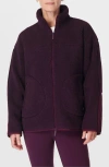 Sweaty Betty Front Zip Fleece Jacket In Midnight Cherry Purple