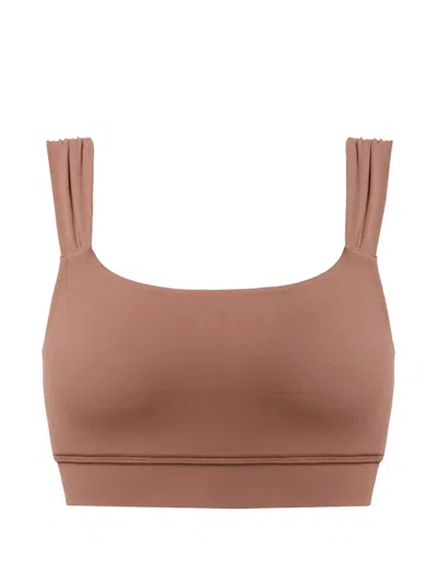 Sweaty Betty Gathered-strap Performance Top In Brown