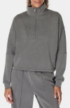 Sweaty Betty Half Zip Fleece Pullover In Grey