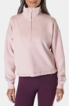 Sweaty Betty Half Zip Fleece Pullover In Pirouette Pink