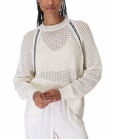Sweaty Betty Knitted Whipstitch Pullover Sweater In Ivory In White
