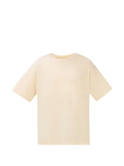 Sweaty Betty Logo-embossed Side-slit T-shirt In Gold