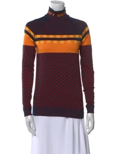 Pre-owned Sweaty Betty London Striped Turtleneck Sweatshirt In Multi