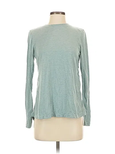 Pre-owned Sweaty Betty Long Sleeve Top Teal Crew Neck Tops In Blue