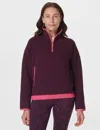 Sweaty Betty Compass Half Zip Fleece Pullover In Purple