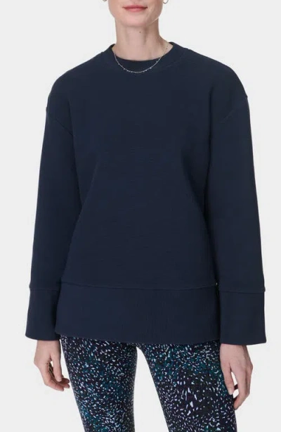 Sweaty Betty Peaceful Ottoman Rib Sweatshirt In Navy Blue