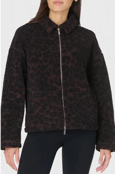Sweaty Betty Plush Collared Fleece Jacket In Leopard In Brown