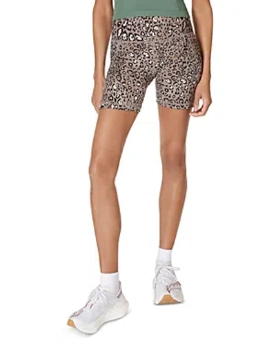 Sweaty Betty Power 6 Biker Shorts In Brown Realistic Leopard Print