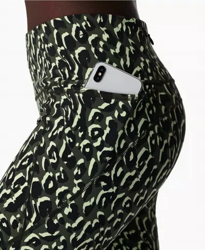 Sweaty Betty Power 9" Biker Shorts In Green Leopard Print