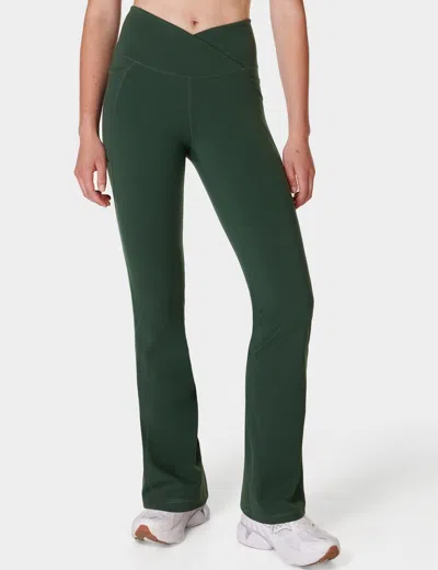Sweaty Betty Power Bootcut Wrap Waist Gym Trousers In Green