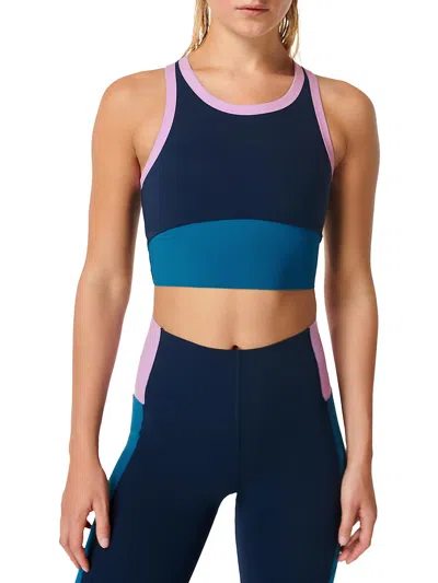 Sweaty Betty Power Frame Womens Workout Activewear Crop Top In Blue