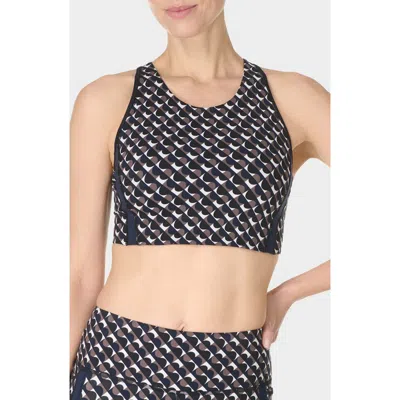 Sweaty Betty Power Geo Print Side Stripe Sports Bra In Black