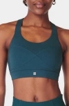 Sweaty Betty Power Medium Impact Sports Bra In Deep Green
