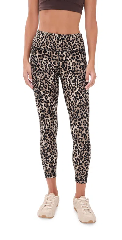 Sweaty Betty Power Piping Workout 7/8 Leggings Brown Ink Leopard Print In Animal Print