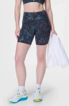 Sweaty Betty Womens Power 6in Stretch-woven Cycling Shorts Blue Aurora Print Xxs In Blue Aurora Print
