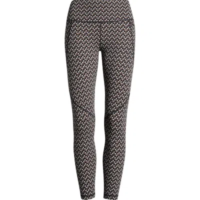 Sweaty Betty Power Pocket Workout 7/8 Leggings In Black Micro Houndstooth Print