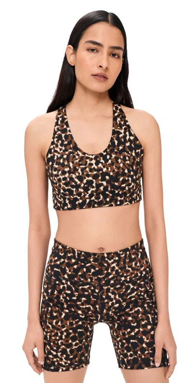 Sweaty Betty Power Racer Bra Brown Offbeat Animal Print