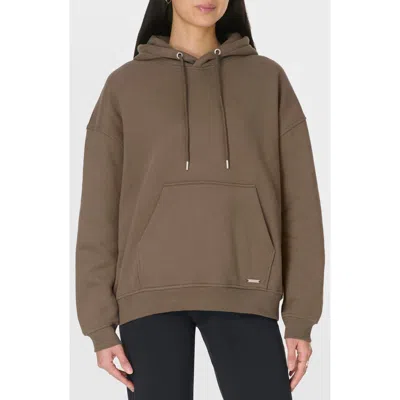 Sweaty Betty Premium Drawstring-hood Pouch-pocket Hoodie In Brown