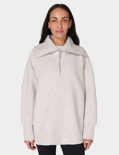 Sweaty Betty Radiant Half Zip Sweatshirt In Ice Grey Marl