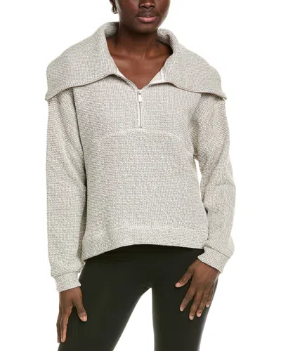 Sweaty Betty Restful Boucle 1/2-zip Sweatshirt In White