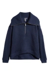 Sweaty Betty Restful Bouclé Half Zip Pullover In Navy
