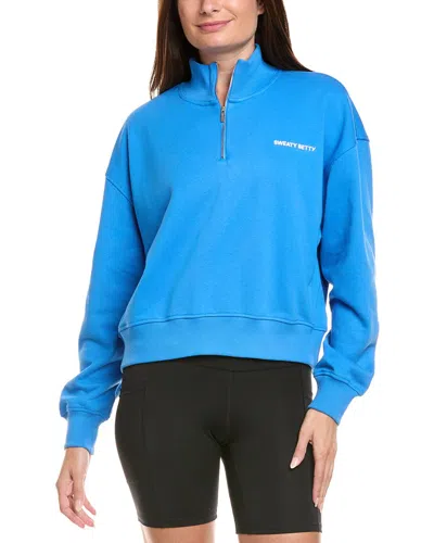Sweaty Betty Revive Crop 1/2-zip Pullover In Blue