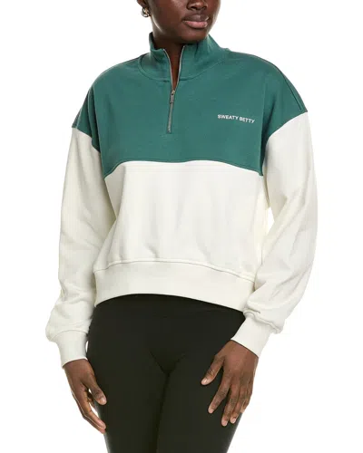 Sweaty Betty Revive Crop 1/2-zip Pullover In Green