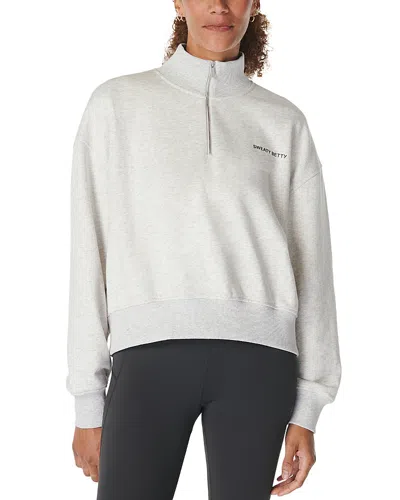 Sweaty Betty Revive Crop Half Zip Sweatshirt In Ice Grey Marl
