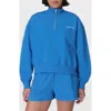 Sweaty Betty Womens Revive Half-zip Cropped Stretch-jersey Sweatshirt Tidal Blue In Tidal Blue