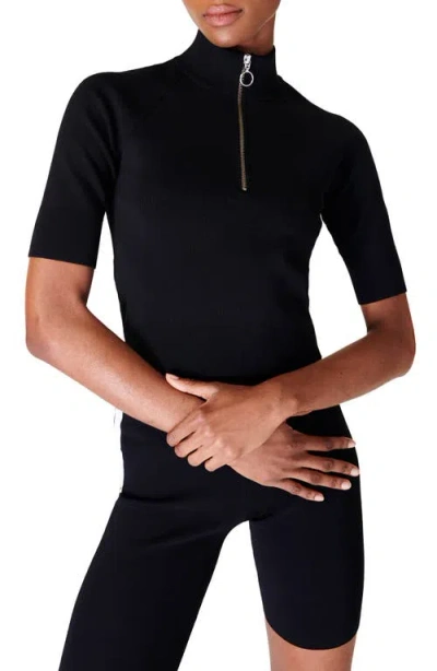 Sweaty Betty Rib Half Zip Top In Black