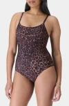 Sweaty Betty Riviera One-piece Swimsuit In Blue Pop Wild Leopard Print