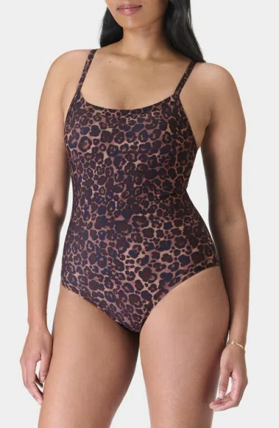 Sweaty Betty Riviera One-piece Swimsuit In Blue Pop Wild Leopard Print