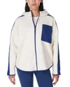 Sweaty Betty Roam Borg Zip Up Jacket In Lily White/flux Blue