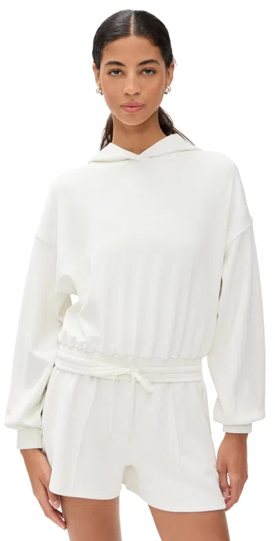Sweaty Betty Sand Wash Cloud Weight Crop Hoodie In Lily White