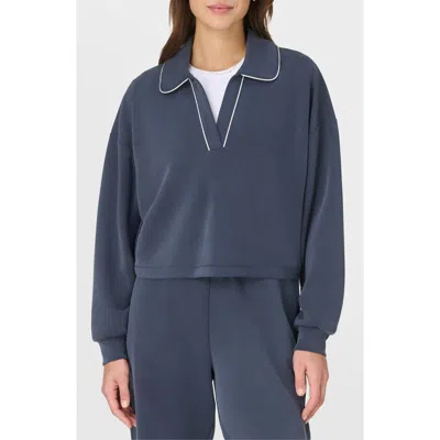 Sweaty Betty Sand Wash Crop Henley Sweatshirt In Blue