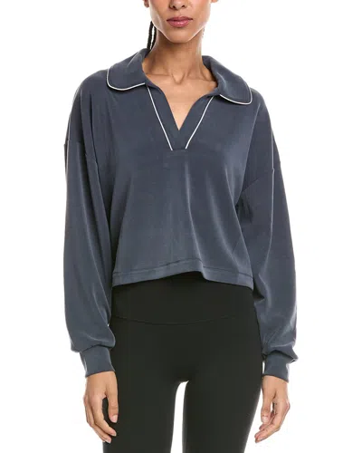 Sweaty Betty Sand Wash Crop Henley Sweatshirt In Blue