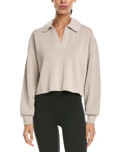 Sweaty Betty Sand Wash Crop Henley Sweatshirt In Neutral