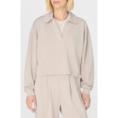 Sweaty Betty Sand Wash Crop Henley Sweatshirt In Neutral