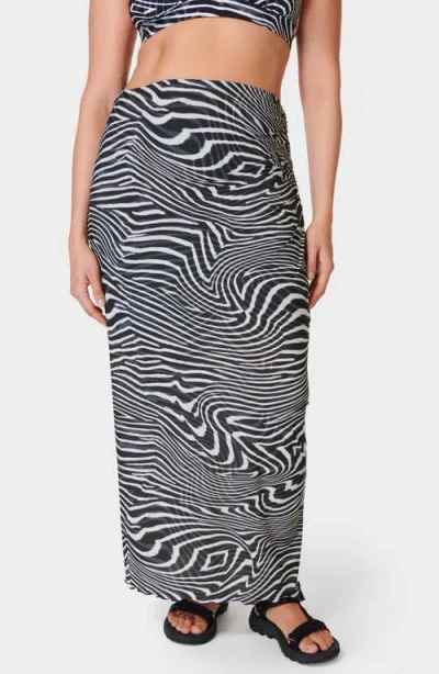Sweaty Betty Shayla Sculpt Mesh Cover-up Skirt In Grey Exposure Print