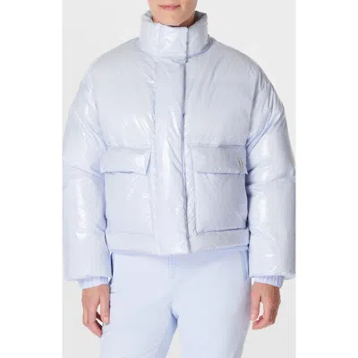 Sweaty Betty Shine Crop Puffer Jacket In Salt Blue