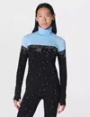 Sweaty Betty Snowflake Funnel Neck Base Layer Blue Snowflake Jacquard In Blue